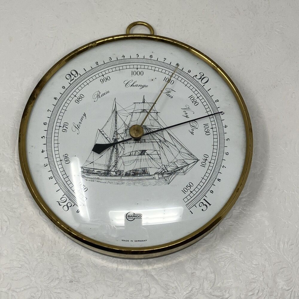 BARIGO Nautical Marine Ship Barometer Brass GERMANY 8" Diameter PARTS OR REPAIR